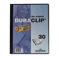 VINYL DURACLIP REPORT COVER W/CLIP, LETTER, HOLDS 30 PAGES, CLEAR/NAVY