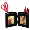 PENCIL CUP WITH PHOTO FRAMES, 4 DIA. X 4, BLACK