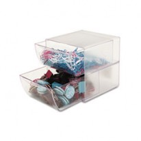 TWO DRAWER CUBE ORGANIZER, CLEAR PLASTIC, 6 X 7-1/8 X 6