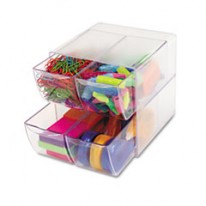 DESK CUBE, WITH FOUR DRAWERS, CLEAR PLASTIC, 6 X 7-1/8 X 6
