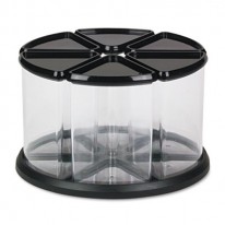 6 CANISTER CAROUSEL ORGANIZER, PLASTIC, 11 1/8 X 11 1/8, BLACK/CLEAR