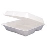 CARRYOUT FOOD CONTAINERS,FOAM HINGED 3-COMPARTMENT,8-3/8X7-7/8X3-1/4,200/CARTON
