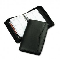 VERONA LEATHER ZIPPERED ORGANIZER STARTER SET, 3-3/4 X 6-3/4, BLACK