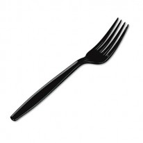 PLASTIC CUTLERY, HEAVYWEIGHT FORKS, BLACK, 1000/CARTON