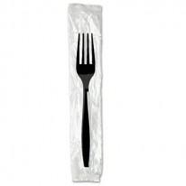 INDIVIDUALLY WRAPPED FORKS, PLASTIC, BLACK, 1000/CARTON