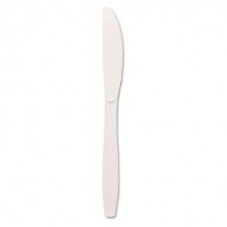 PLASTIC CUTLERY, HEAVY MEDIUMWEIGHT KNIVES, WHITE, 1000/CARTON