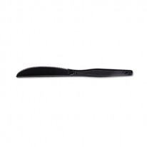PLASTIC TABLEWARE, HEAVY MEDIUMWEIGHT KNIVES, BLACK, 100/BOX