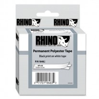 RHINO PERMANENT POLY INDUSTRIAL LABEL TAPE CASSETTE, 3/8IN X 18FT, WHITE