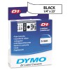D1 STANDARD TAPE CARTRIDGE FOR DYMO LABEL MAKERS, 1/4IN X 23FT, BLACK ON WHITE