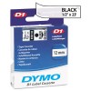 D1 STANDARD TAPE CARTRIDGE FOR DYMO LABEL MAKERS, 1/2IN X 23FT, BLACK ON CLEAR