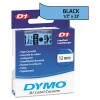 D1 STANDARD TAPE CARTRIDGE FOR DYMO LABEL MAKERS, 1/2IN X 23FT, BLACK ON BLUE