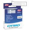 D1 STANDARD TAPE CARTRIDGE FOR DYMO LABEL MAKERS, 1/2IN X 23FT, WHITE ON CLEAR