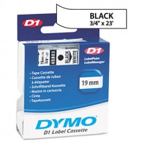 D1 STANDARD TAPE CARTRIDGE FOR DYMO LABEL MAKERS, 3/4IN X 23FT, BLACK ON WHITE