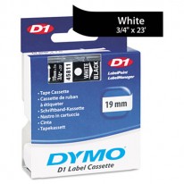 D1 STANDARD TAPE CARTRIDGE FOR DYMO LABEL MAKERS, 3/4IN X 23FT, WHITE ON BLACK