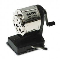 X-ACTO MANUAL SHARPENER, VACUUM BASE, BLACK/CHROME