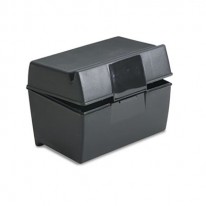 PLASTIC INDEX CARD FLIP TOP FILE BOX HOLDS 300 3 X 5 CARDS, MATTE BLACK