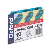 LAMINATED INDEX CARD GUIDES, MONTHLY, 1/3 TAB, MANILA, 4 X 6, 12/SET
