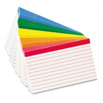 COLOR CODED BAR RULED INDEX CARDS, 3 X 5, ASSORTED COLORS, 100/PACK