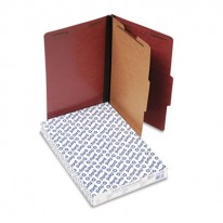 PRESSBOARD CLASSIFICATION FOLDERS, LEGAL, FOUR-SECTION, RED, 10/BOX