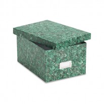 REINFORCED BOARD CARD FILE, LIFT-OFF LID, HOLDS 1,200 5 X 8 CARDS, GREEN MARBLE