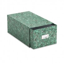 REINFORCED BOARD CARD FILE WITH PULL DRAWER HOLDS 1500 5 X 8 CARDS, GREEN MARBLE