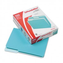 INTERIOR FILE FOLDERS, 1/3 CUT TOP TAB, LETTER, AQUA, 100/BOX