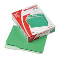 INTERIOR FILE FOLDERS, 1/3 CUT TOP TAB, LETTER, BRIGHT GREEN, 100/BOX