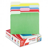 CUTLESS/WATERSHED FILE FOLDERS, 1/3 CUT TOP TAB, LETTER, ASSORTED, 100/BOX