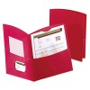 CONTOUR TWO-POCKET FOLDER, RECYCLED PAPER, 100-SHEET CAPACITY, RED