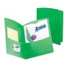 CONTOUR TWO-POCKET RECYCLED PAPER FOLDER, 100-SHEET CAPACITY, GREEN