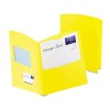 CONTOUR TWO-POCKET RECYCLED PAPER FOLDER,  100-SHEET CAPACITY, YELLOW