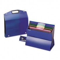 TWO INCH EXPANSION DESKTOP FILE, SIX POCKETS, POLY, LETTER, BLUE