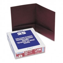 TWIN-POCKET LINEN PAPER PORTFOLIO, BURGUNDY