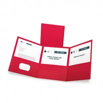 TRI-FOLD FOLDER W/3 POCKETS, HOLDS 150 LETTER-SIZE SHEETS, RED