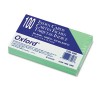 UNRULED INDEX CARDS, 3 X 5, GREEN, 100/PACK