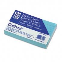 RULED INDEX CARDS, 3 X 5, BLUE, 100/PACK
