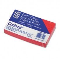 RULED INDEX CARDS, 3 X 5, CHERRY, 100/PACK