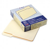 FILE FOLDERS, 1/3 CUT, THIRD POSITION, TOP TAB, LETTER, MANILA, 100/BOX