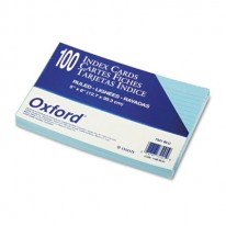 RULED INDEX CARDS, 5 X 8, BLUE, 100/PACK