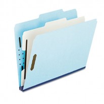 PRESSBOARD CLASSIFICATION FOLDER, 2/5 TAB, LETTER, FOUR-SECTION, BLUE, 10/BOX