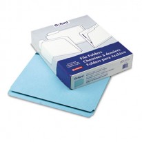 PRESSBOARD EXPANDING FILE FOLDERS, STRAIGHT CUT, TOP TAB, LETTER, BLUE, 25/BOX