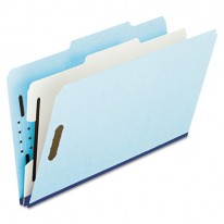 PRESSBOARD CLASSIFICATION FOLDER, 2/5 TAB, LEGAL, FOUR-SECTION, BLUE, 10/BOX