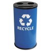 ROUND THREE-COMPARTMENT RECYCLING CONTAINER, STEEL, 14 GAL, BLUE/BLACK