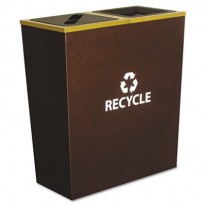METRO COLLECTION RECYCLING RECEPTACLE, DOUBLE STREAM, STEEL, 36 GAL, BROWN