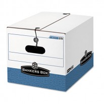 STORAGE BOX, LEGAL/LETTER, TIE CLOSURE, WHITE/BLUE, 4/CARTON
