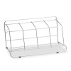 FOUR-SECTION WIRE CATALOG RACK, METAL, 16 1/2 X 10 X 8, SILVER