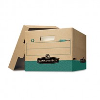 R-KIVE STORAGE BOX, LETTER/LEGAL, LOCKING LIFT-OFF LID, KRAFT/GREEN, 12/CARTON