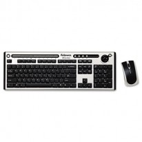 SLIMLINE WIRELESS ANTIMICROBIAL MULTIMEDIA KEYBOARD, 122 KEYS, BLACK/SILVER