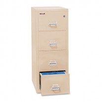 4-DRAWER VERTICAL FILE, 17-3/4W X 25D, UL LISTED 350, LETTER, PARCHMENT