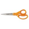 HOME AND OFFICE SCISSORS, 8 IN. LENGTH, STAINLESS STEEL, STRAIGHT, ORANGE HANDLE